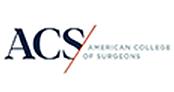 The image shows a logo with text that reads ACS at the top and American College of Surgeons below, indicating an association related to surgeons.